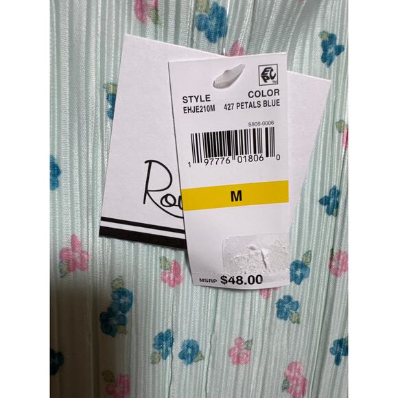 Brand New Roudelain Women's Size Medium Blue Petal 2 Piece Pajama Set Sleepwear - Picture 5 of 11